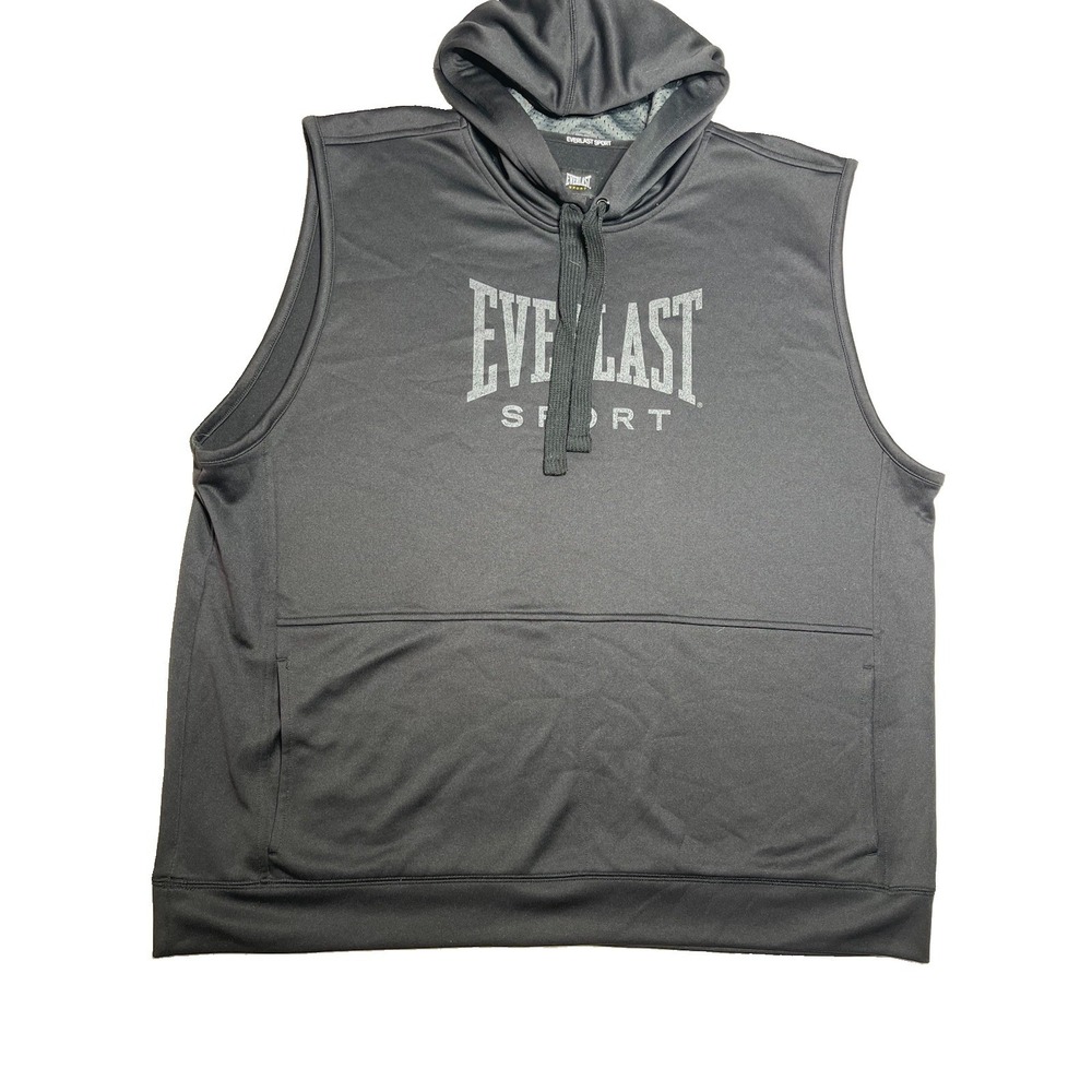 Everlast Pullover Adult Mens Hoodie Sleeveless Black Gym Boxing Size 2XL  XXL